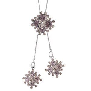 Gray Austrian Crystal Lariat Pendant Necklace